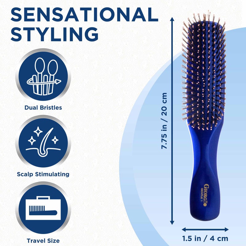 GIORGIO Hair Brush for Men and Women, Gentle Mini Detangler Hair Brush for Thick Hair, Scalp Massager Brush, Travel Detangling Brush, All Hair Types - Blue, 1 Count - Image 2